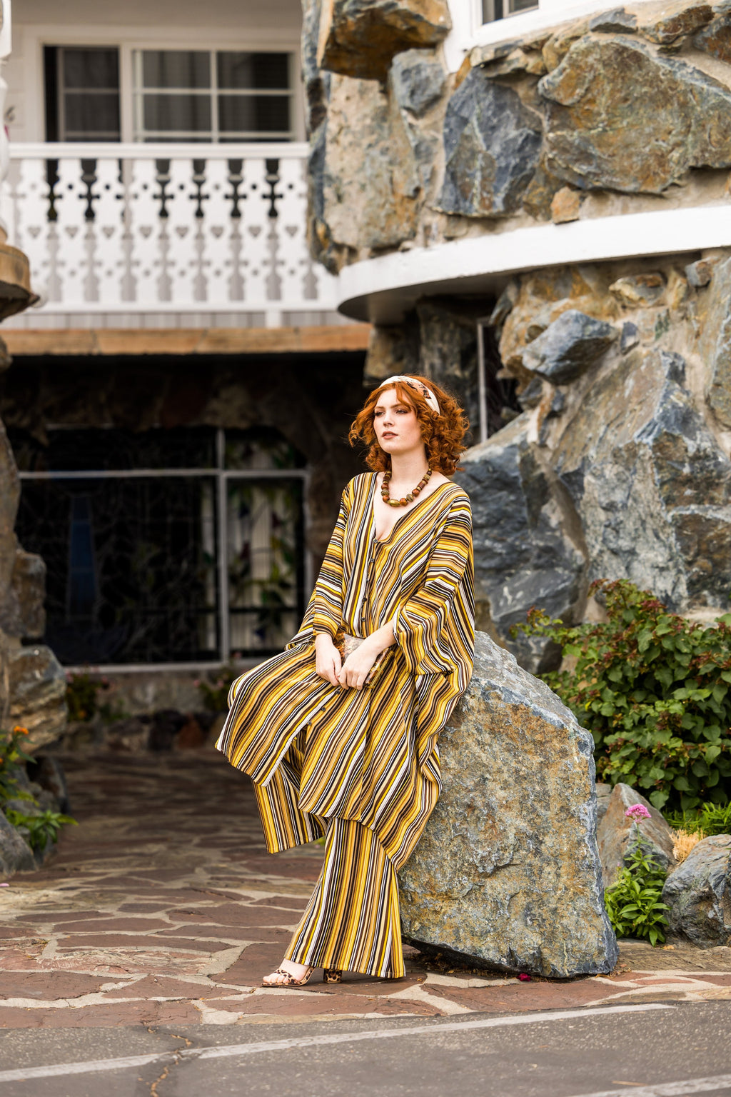 Bank Striped Tunic Caftan Set