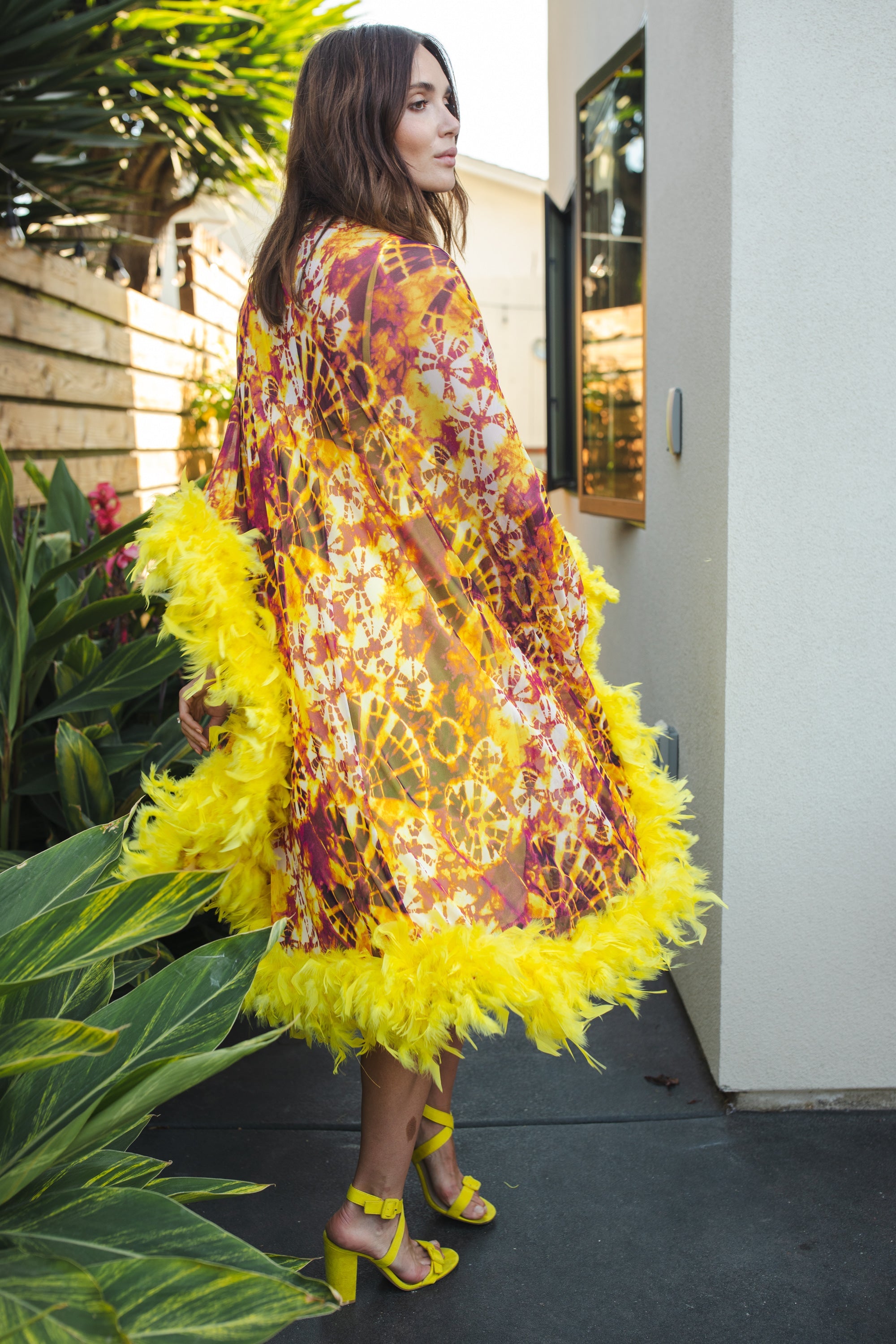 Intra Dimensiona Mockneck Caftan Kaftan Dress with Slip